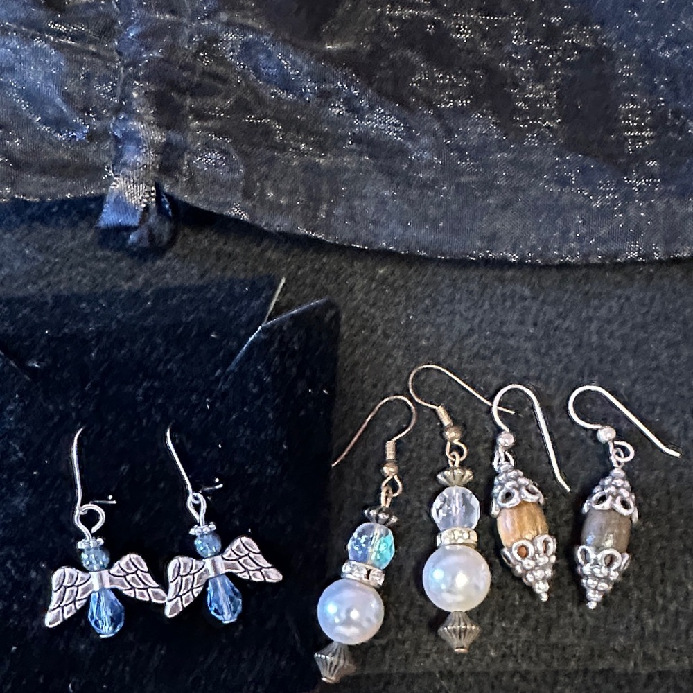 Elegant Silver and Blue Angel Wing Earrings